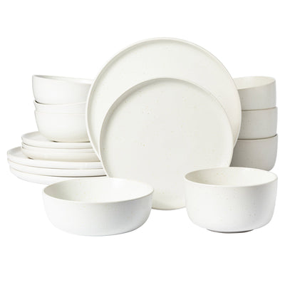 Elite James Street 16-Piece Reactive Stoneware Double Bowl Dinnerware Set