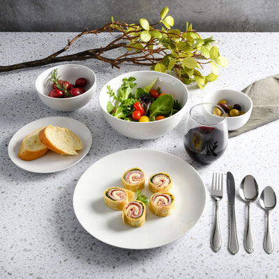 Home All U Need 60 Piece Plates, Bowls, Glassware, Forks, Spoons, and Knives (Service for 6) Dinnerware Set