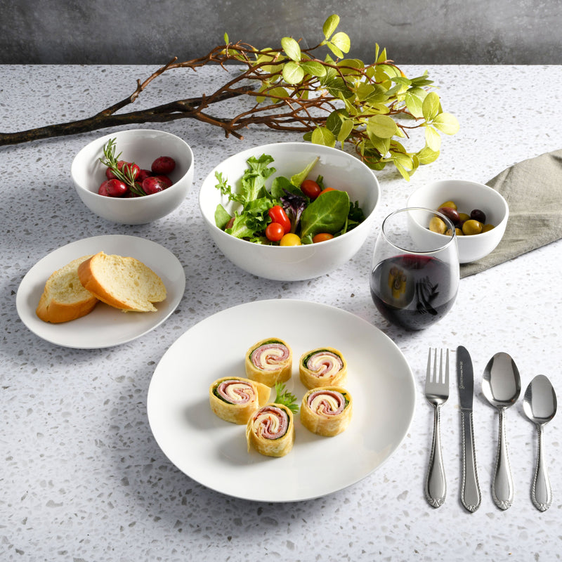 Home All U Need 60 Piece Plates, Bowls, Glassware, Forks, Spoons, and Knives (Service for 6) Dinnerware Set
