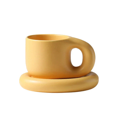 Floriddle Ceramic Mug with Saucer Coffee Cups and Saucers Home Office Tea Cup Coffee Cups Korean Mug Ceramic Plate