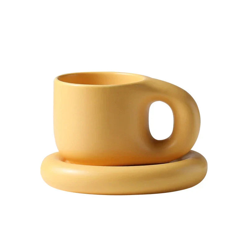 Floriddle Ceramic Mug with Saucer Coffee Cups and Saucers Home Office Tea Cup Coffee Cups Korean Mug Ceramic Plate