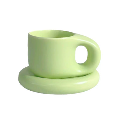 Floriddle Ceramic Mug with Saucer Coffee Cups and Saucers Home Office Tea Cup Coffee Cups Korean Mug Ceramic Plate