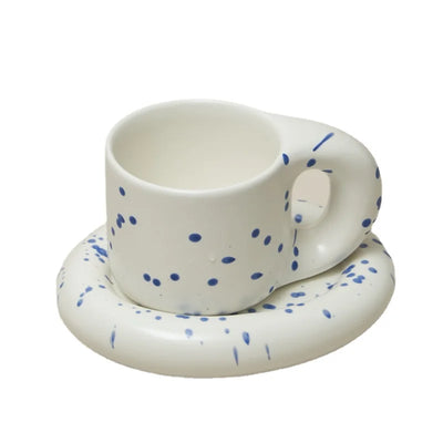 Floriddle Ceramic Mug with Saucer Coffee Cups and Saucers Home Office Tea Cup Coffee Cups Korean Mug Ceramic Plate