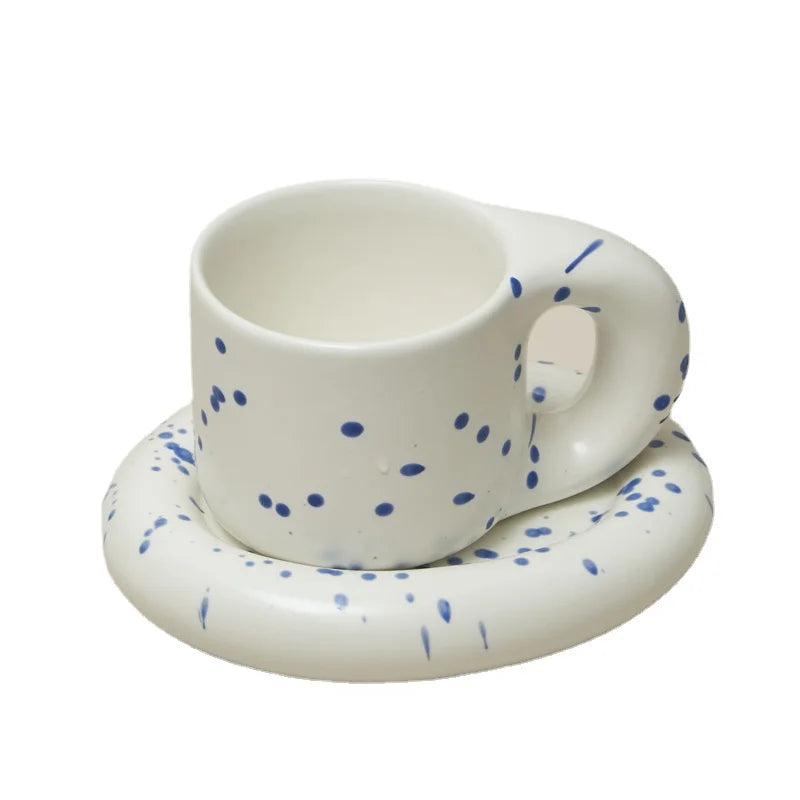 Floriddle Ceramic Mug with Saucer Coffee Cups and Saucers Home Office Tea Cup Coffee Cups Korean Mug Ceramic Plate