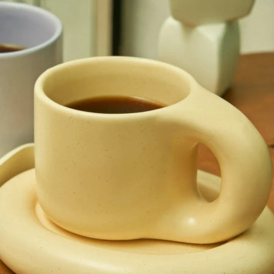 Floriddle Ceramic Mug with Saucer Coffee Cups and Saucers Home Office Tea Cup Coffee Cups Korean Mug Ceramic Plate